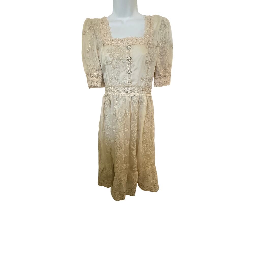 Vintage Irococo Cream Lace Overdress NWT 1960 Dress